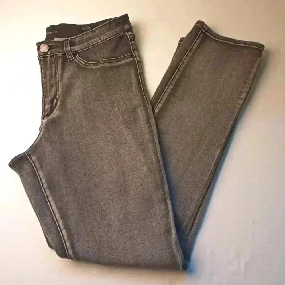 FDJ French Dressing Jeans Womens Olivia Slim Leg Straight Size 14 Charcoal Grey